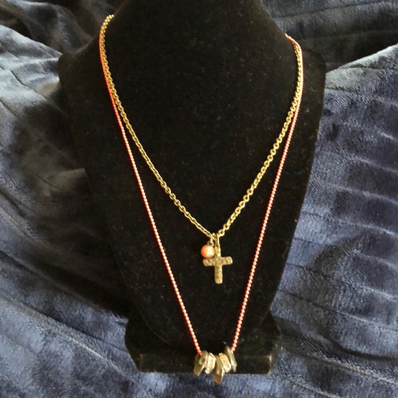 Punk‎ Layered Pink Skull and Cross Necklace Goth - Picture 6 of 6